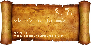 Körözsi Talamér névjegykártya